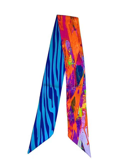 Small Double Sided | Blue Zebra Silk Scarf
