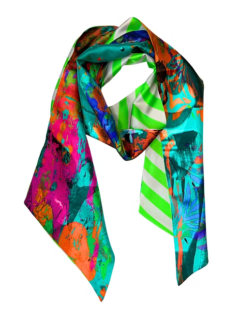 Large Double Sided | Teal Green Silk Twilly Scarf