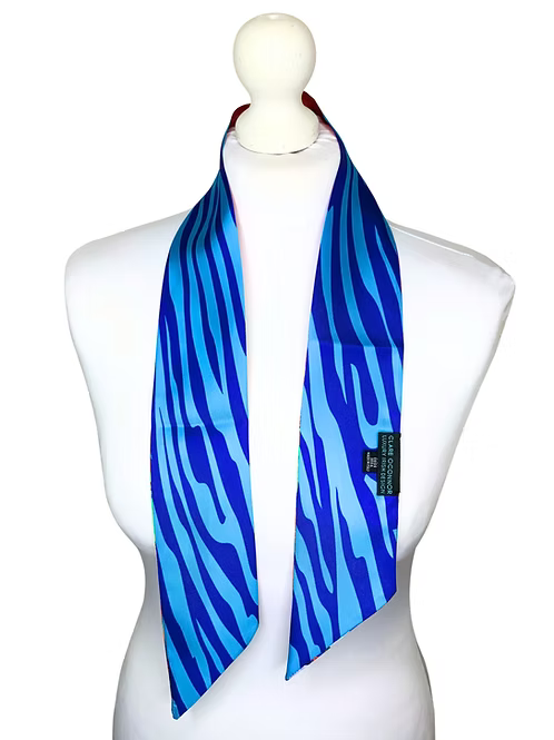 Small Double Sided | Blue Zebra Silk Scarf