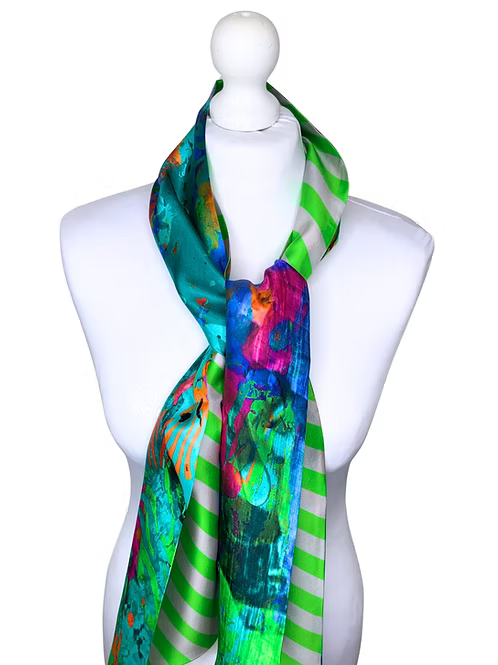 Large Double Sided | Teal Green Silk Twilly Scarf