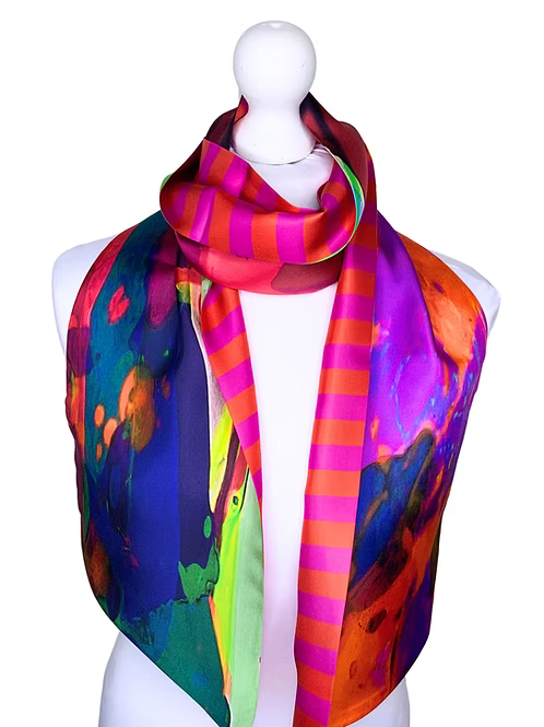 Large Double Sided | Pink Silk Twilly Scarf