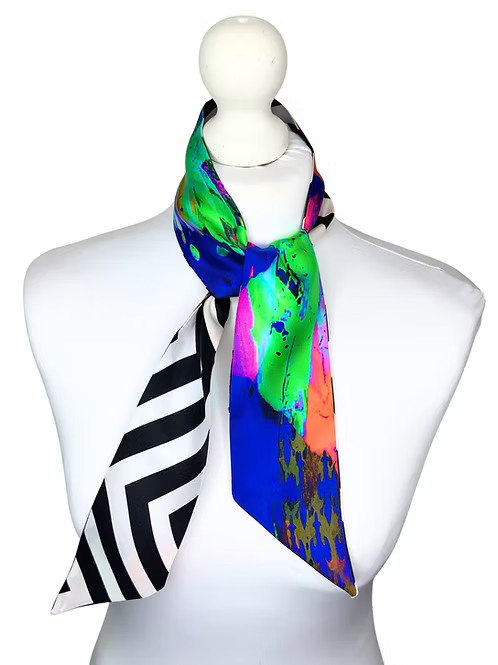 Small Double Sided | Chevron Silk Twilly Scarf