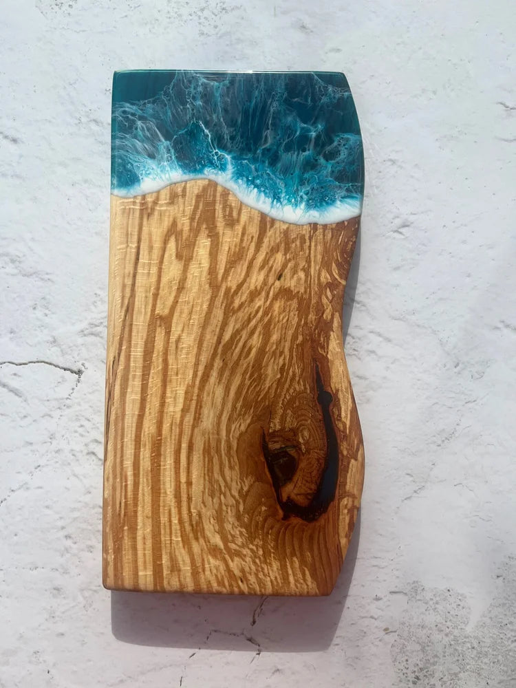 Handmade Cheese Board |  Irish Beech and Resin with Wavy Edge
