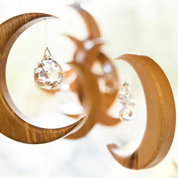 Wooden Suncatcher | Small Crescent Moon