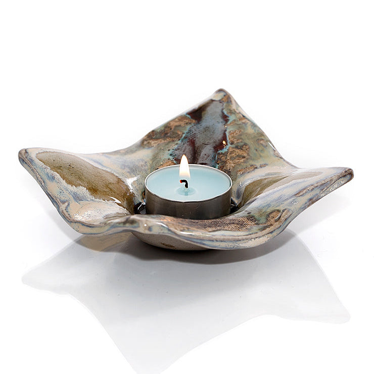 Square Candle Holder| Handmade Ceramics | Ripple Collection - Petite