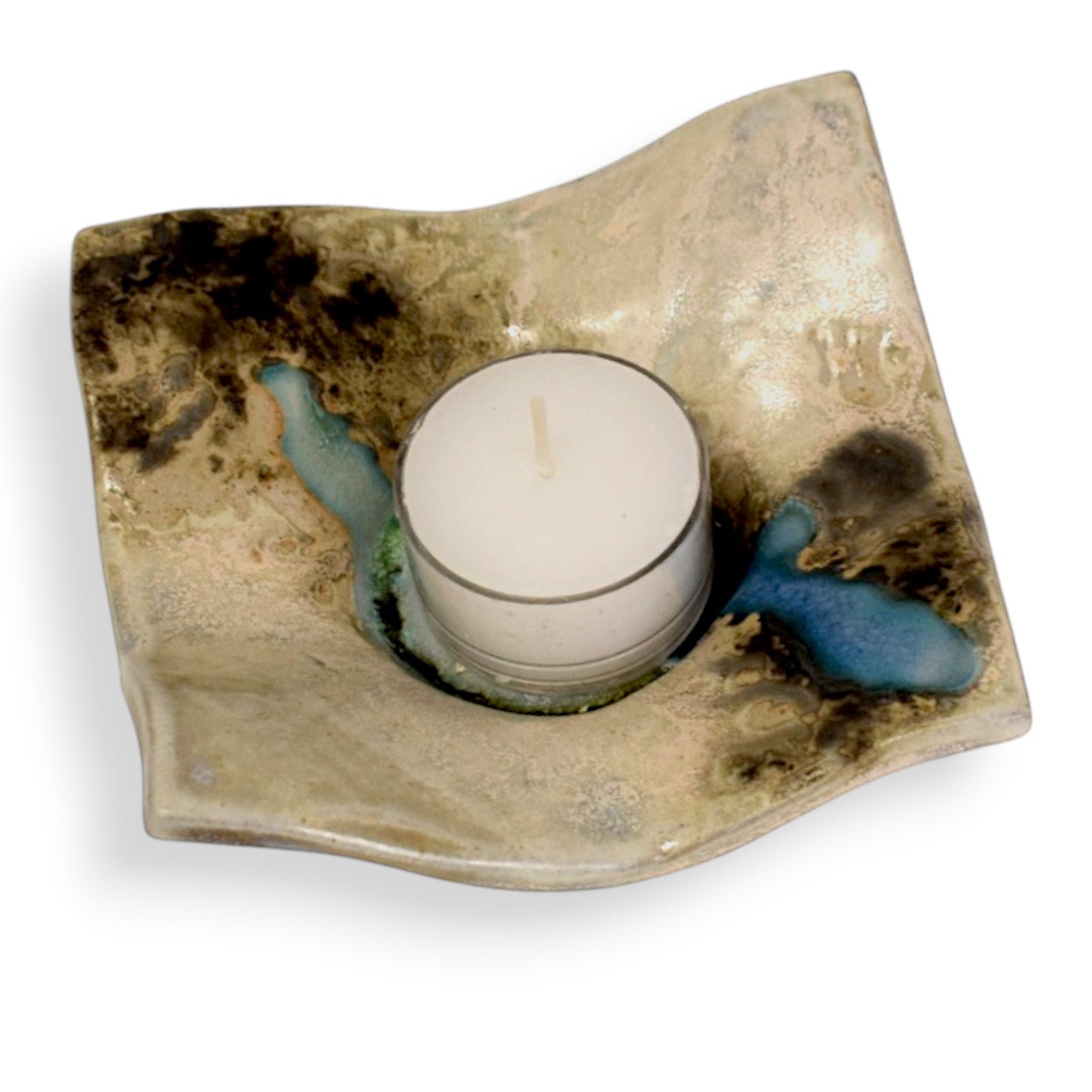 Square Candle Holder| Handmade Ceramics | Ripple Collection - Petite