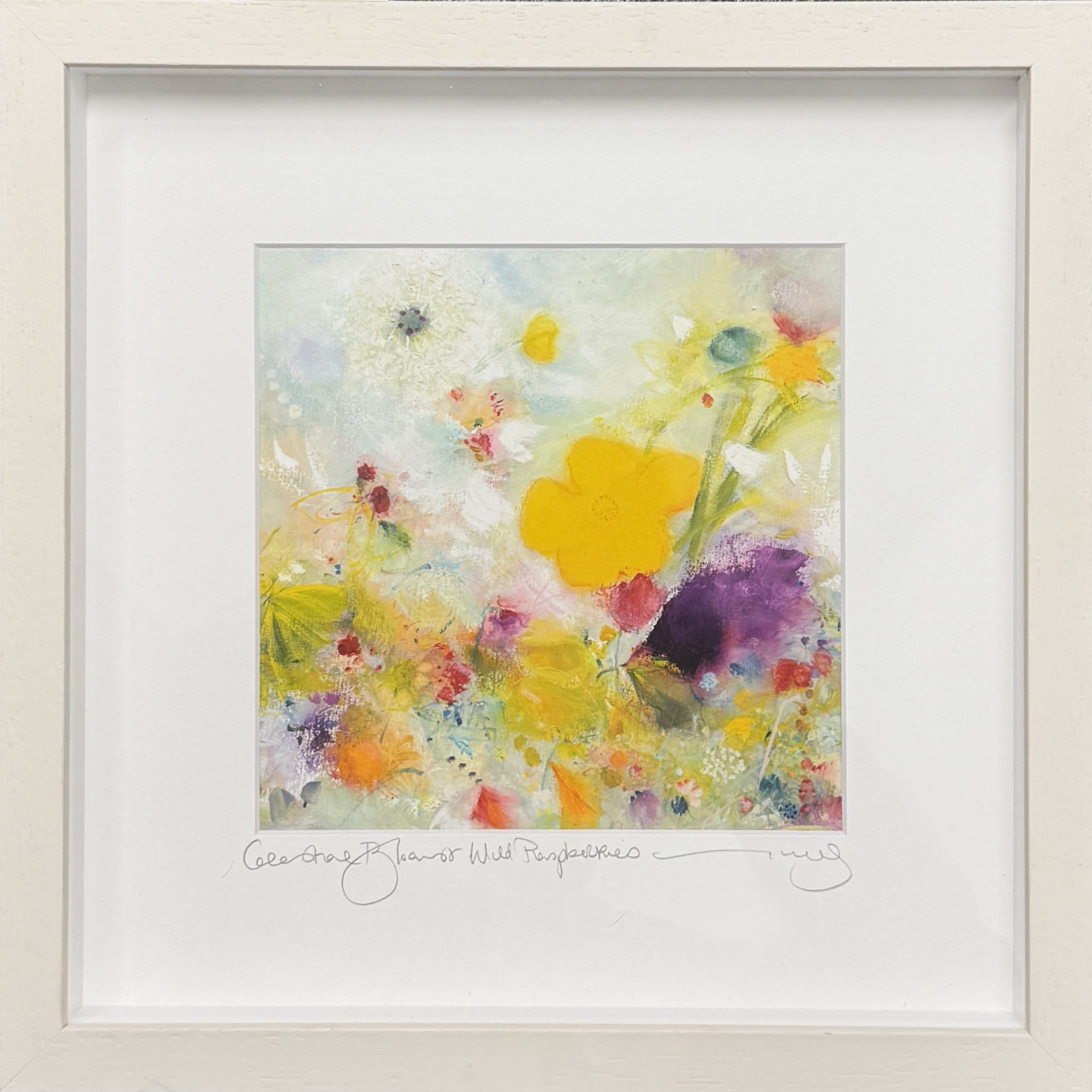 Vera Gaffney Celestial Blooms and Wild Raspberries | Framed Art Print