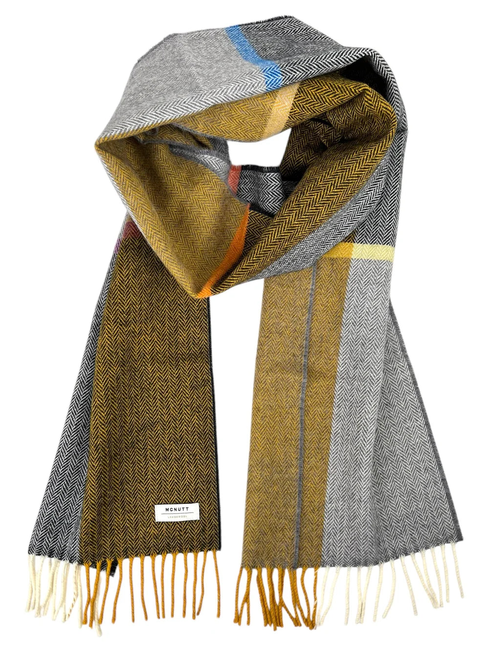 Copenhagen Herringbone Scarf | Mustard & Charcoal