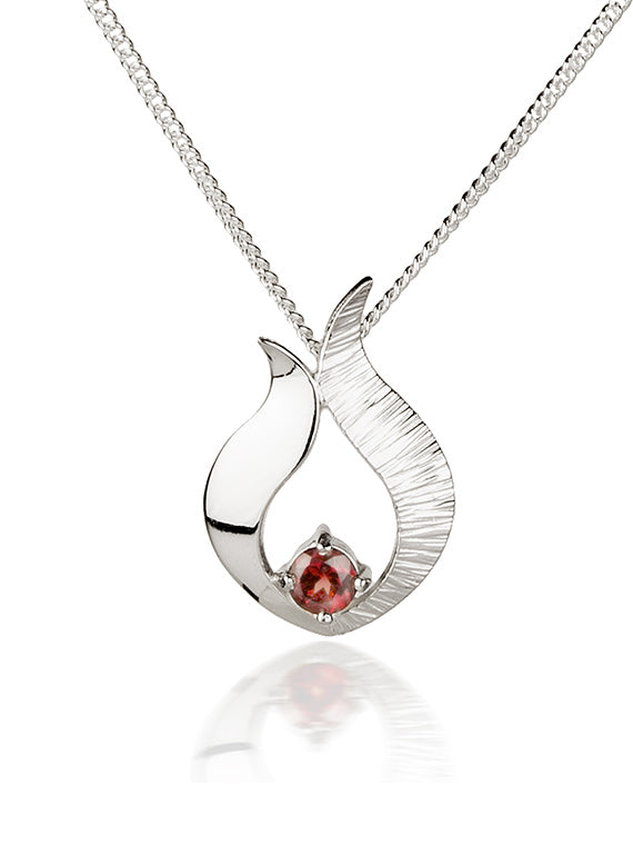 Ebb & Flow | Sterling Silver Small Garnet Pendant