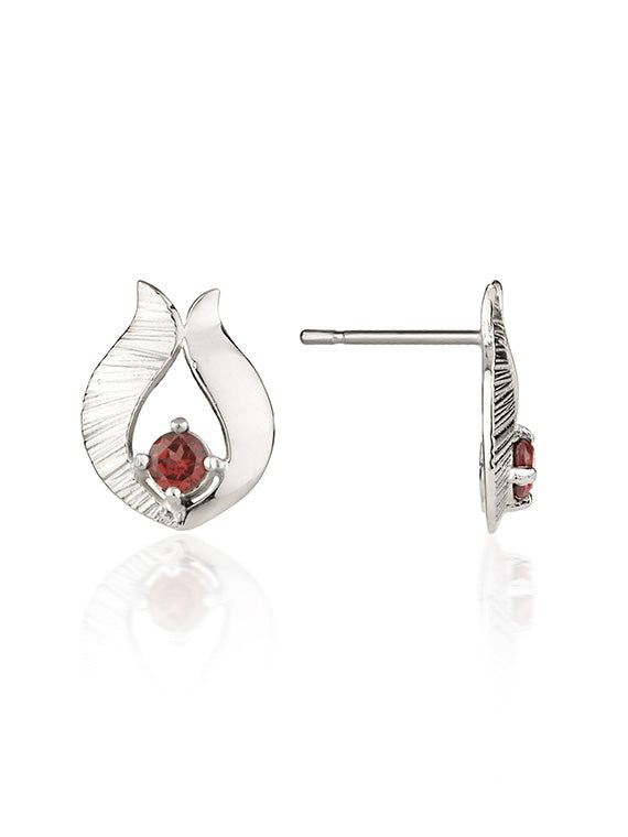 Ebb & Flow | Sterling Silver Garnet Stud Earrings