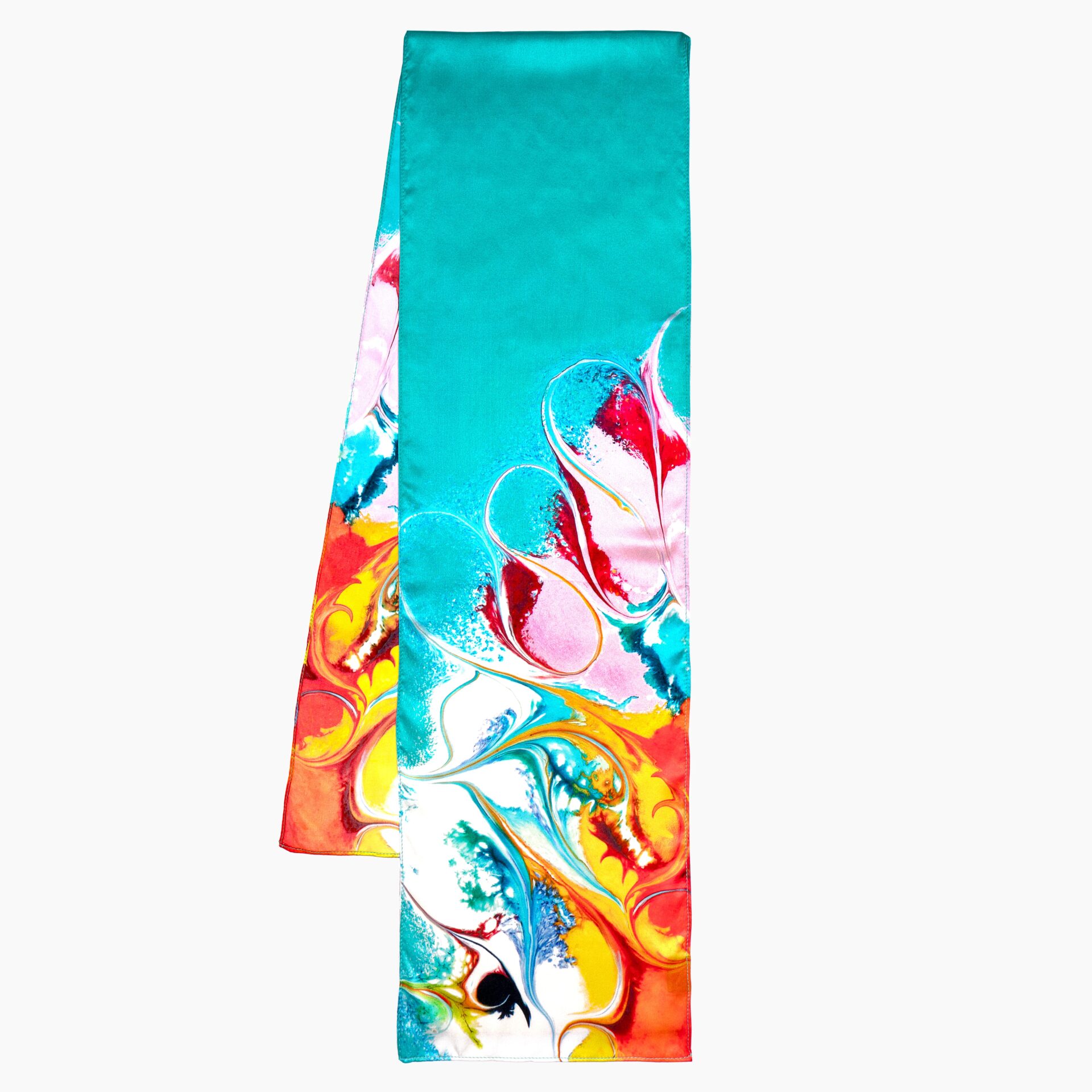 Turquoise and Orange | Silk Scarf