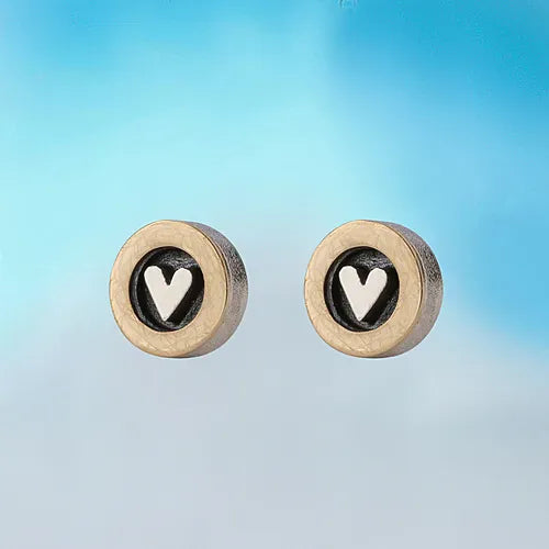 Alan Ardiff Earrings From the Heart Earrings | Sterling Silver & Gold Stud Earrings