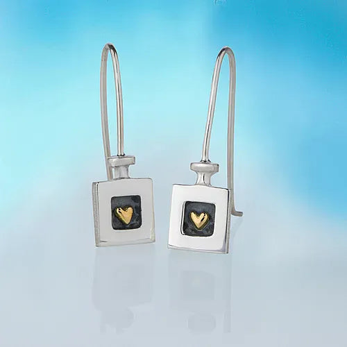 Alan Ardiff Earrings Heart of Gold | Sterling Silver & Gold Drop Earring