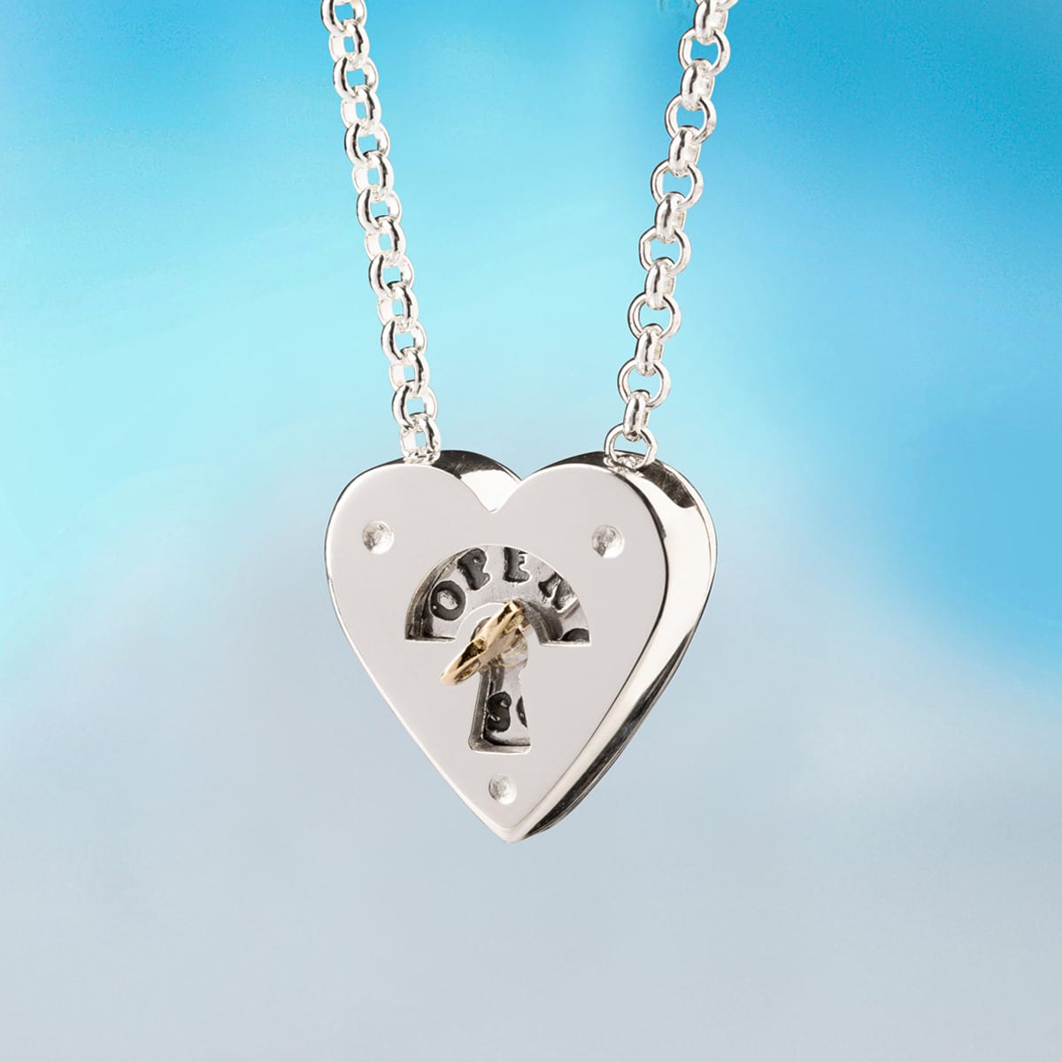 Alan Ardiff Pendants/Necklaces Key to my Heart | Sterling Silver with Gold Key Pendant
