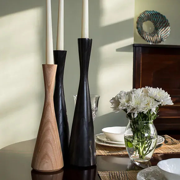 Ambrose and Brid Black Ash | Wooden Candlestick