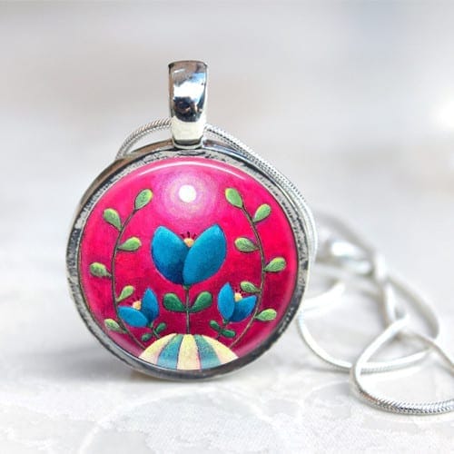 Amélie Gagné Pink Floral | Large Pendant
