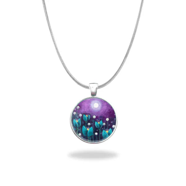 Amélie Gagné Purple Sky & Blue Flowers | Large Pendant
