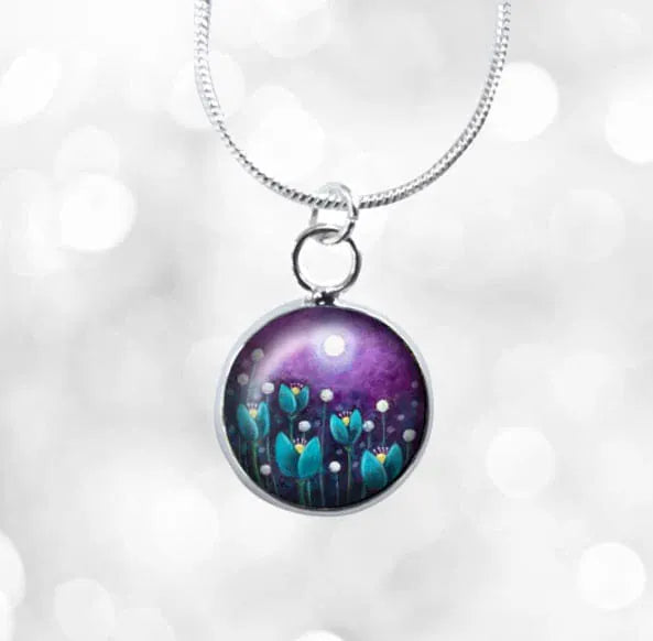 Amélie Gagné Purple Sky & Blue Flowers | Small Pendant