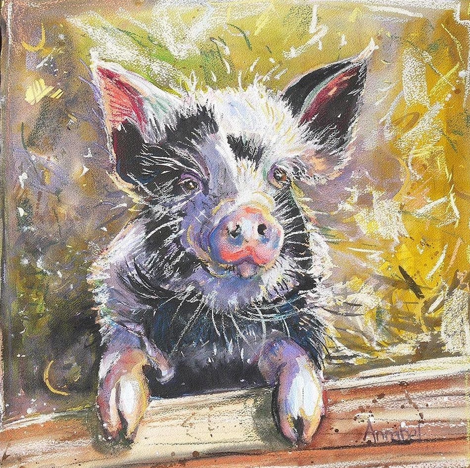 Annabel Langrish Fuchsia the Pig | Framed Art Print