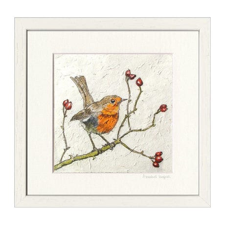 Annabel Langrish Robin and Rosehips | Framed Art Print
