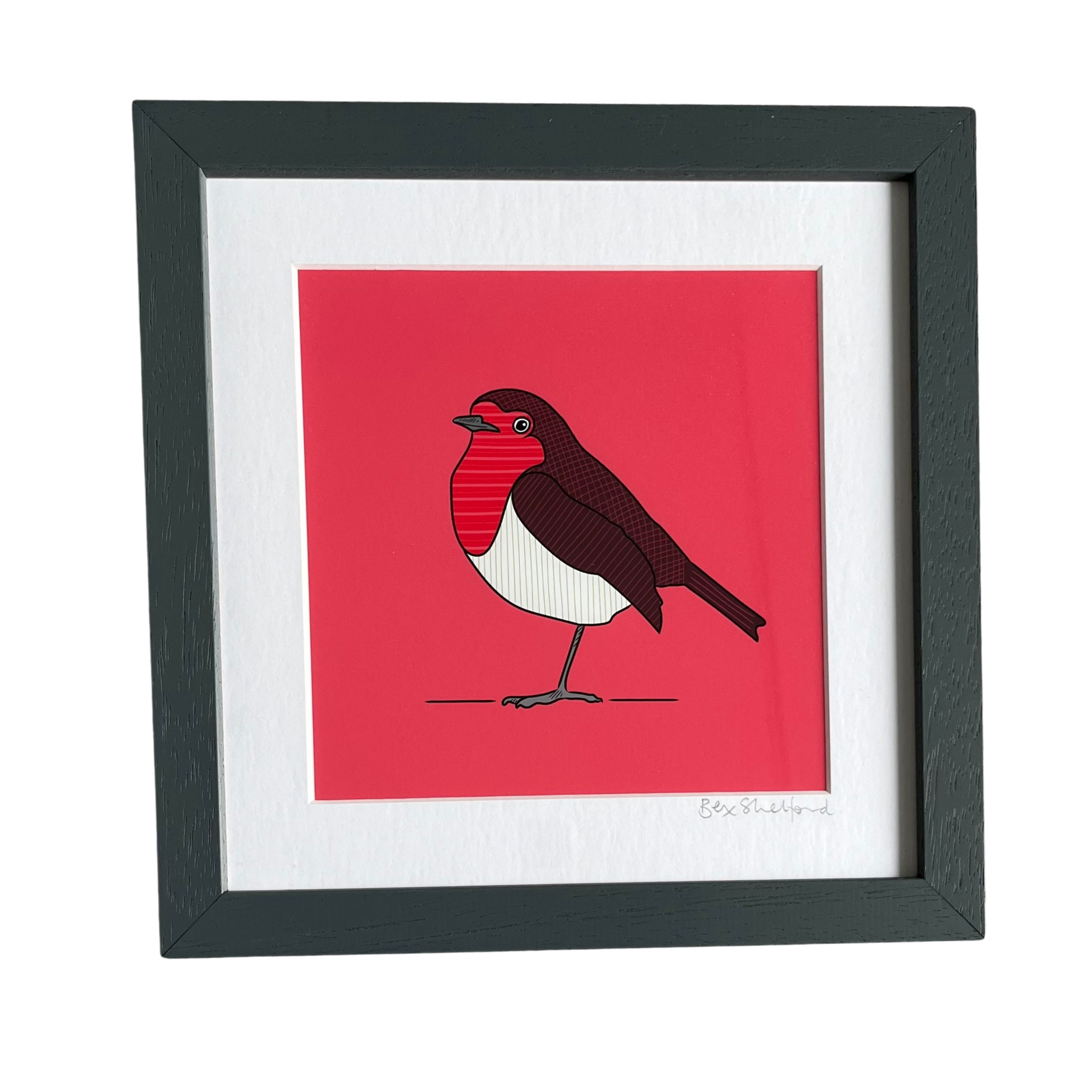 Bex Shelford Striped Robin | Framed Print