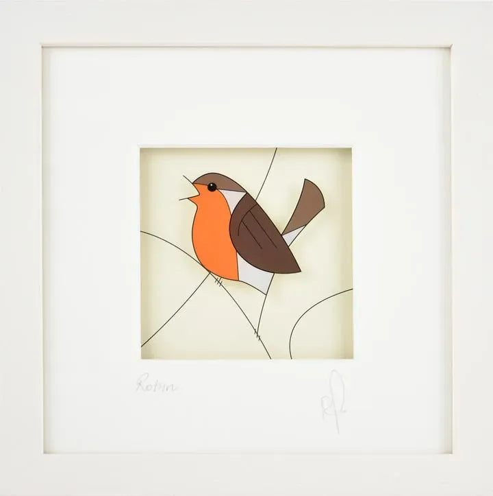 Black Hen Designs Robin | Framed Glass Painting