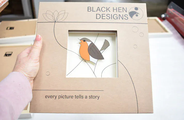 Black Hen Designs Robin | Framed Glass Painting