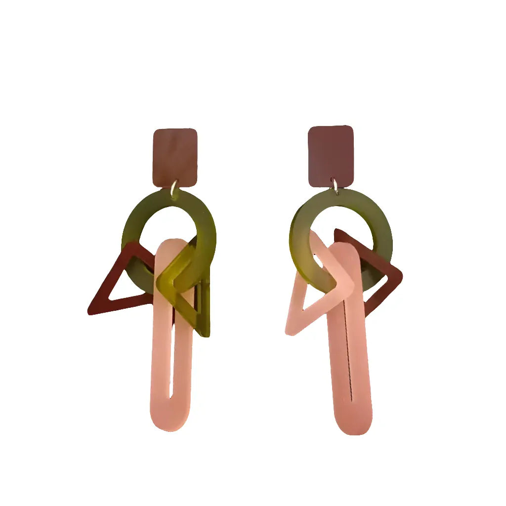 Capulet & Montague Earrings Throwing Shapes Earrings | Frosted Olive, Rose & Burgundy