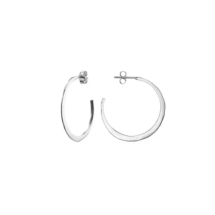 Ciorcail | Sterling Silver Flat Large Hoop Earrings