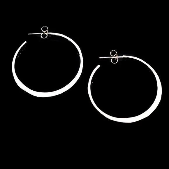 Ciorcail | Sterling Silver Flat Large Hoop Earrings