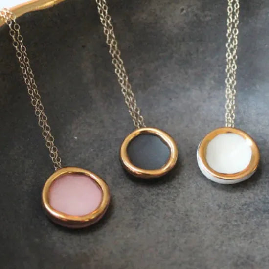 Danu Ceramics Glossy White | Halo Moon Pendant