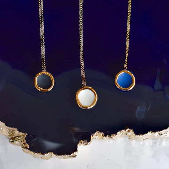 Danu Ceramics Matte Charcoal | Halo Moon Pendant