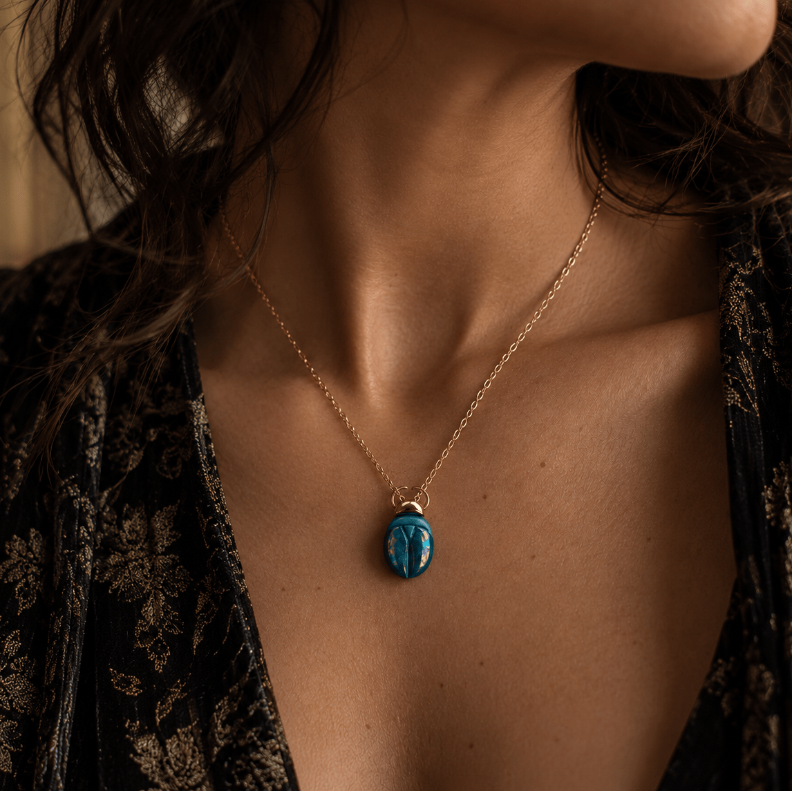 Danu Ceramics Pendants/Necklaces Dor Beetle Necklace | 22ct Gold Plating & Porcelain