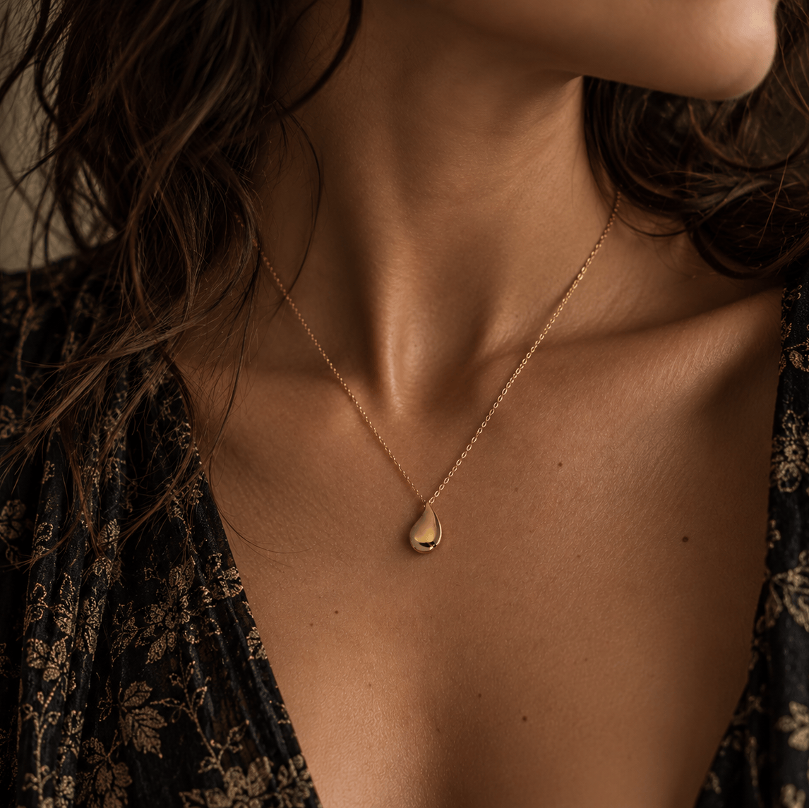 Danu Ceramics Pendants/Necklaces Drip Necklace | 22ct Gold Plating & Porcelain