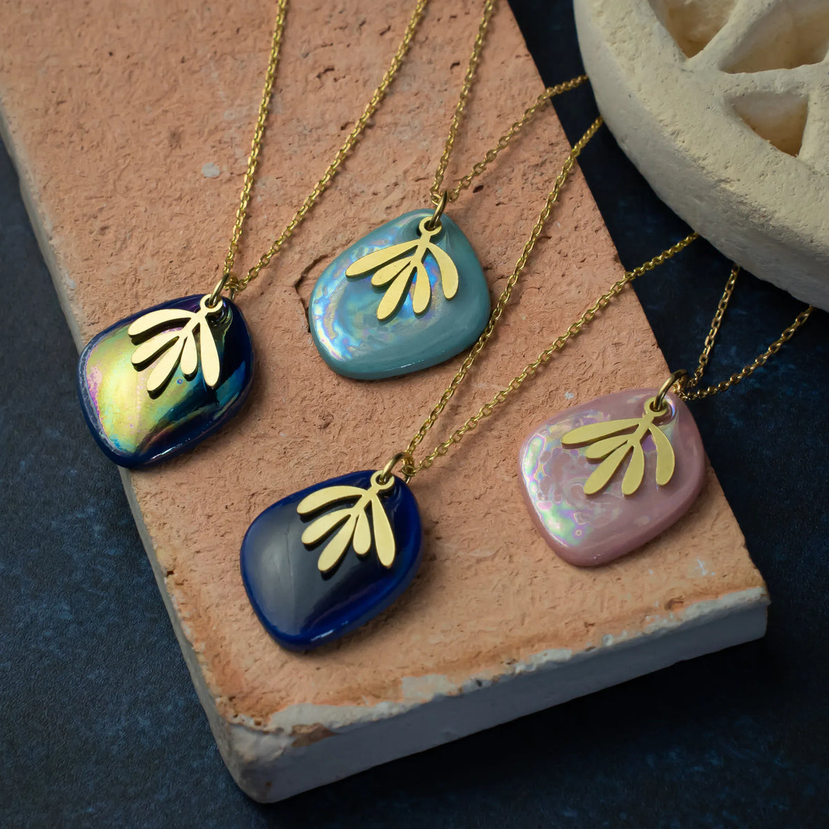 Danu Ceramics Pendants/Necklaces Matisse Pebble Necklace | Black Irridescent