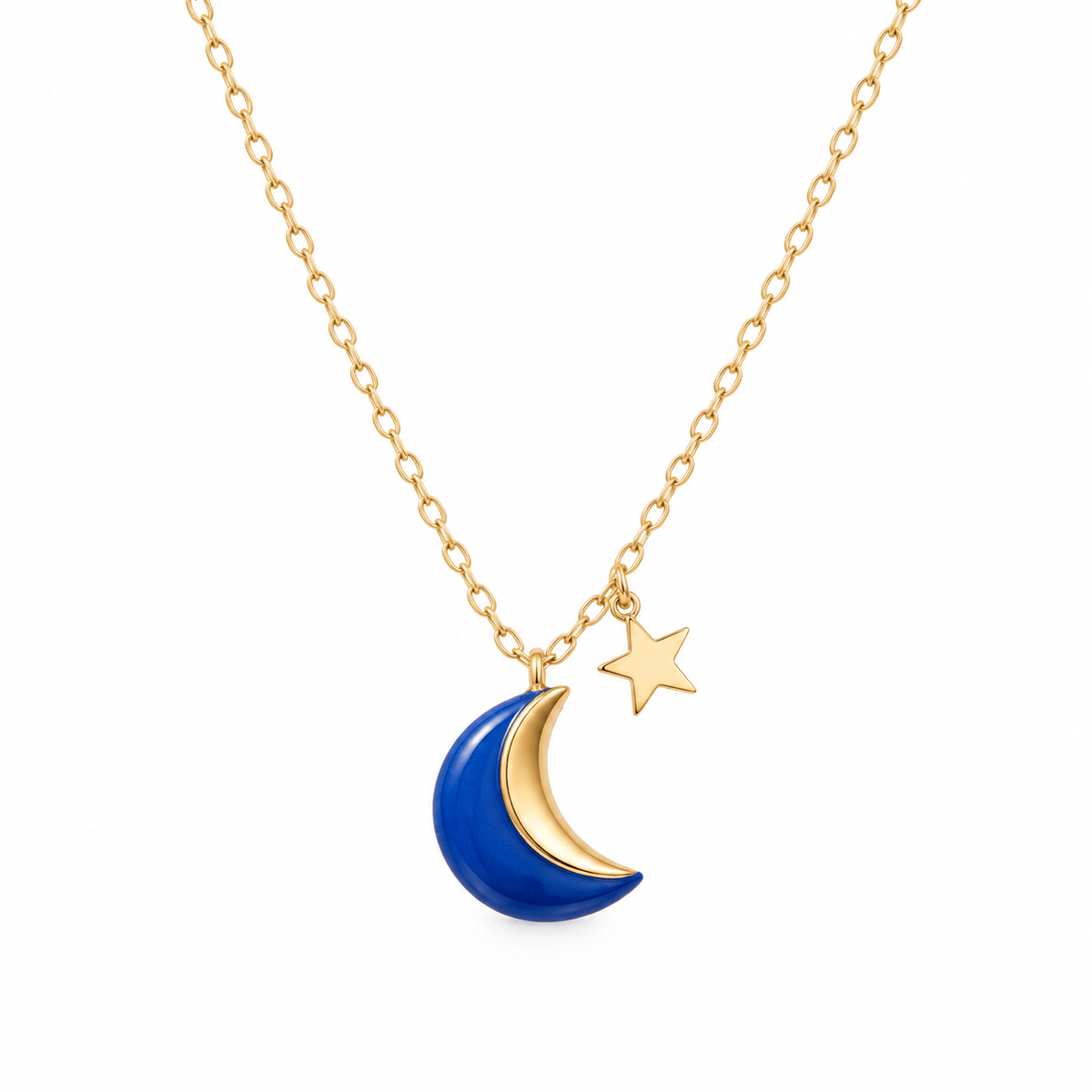 Danu Ceramics Pendants/Necklaces Moon & Star Necklace | Royal Blue