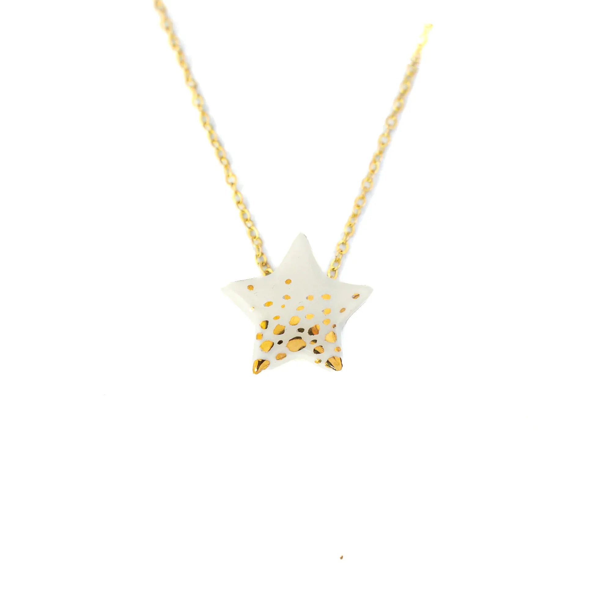 Danu Ceramics White & Gold | Sparkly Star Necklace