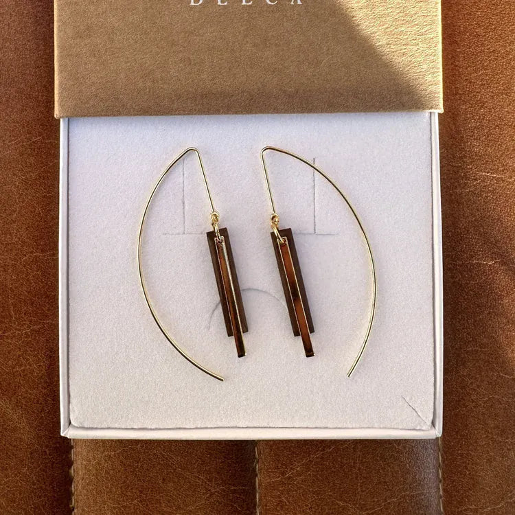 Deeca Design Arc Drop Earrings |  Walnut & 18ct Gold Plating