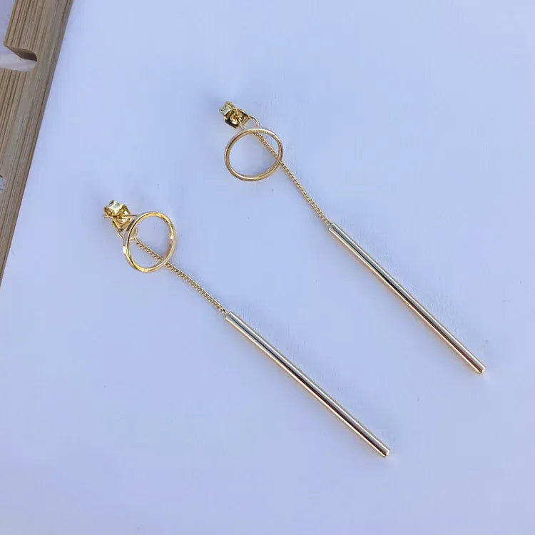 Deeca Design Circle Bar Drop Back Earrings |  14ct Gold Plating