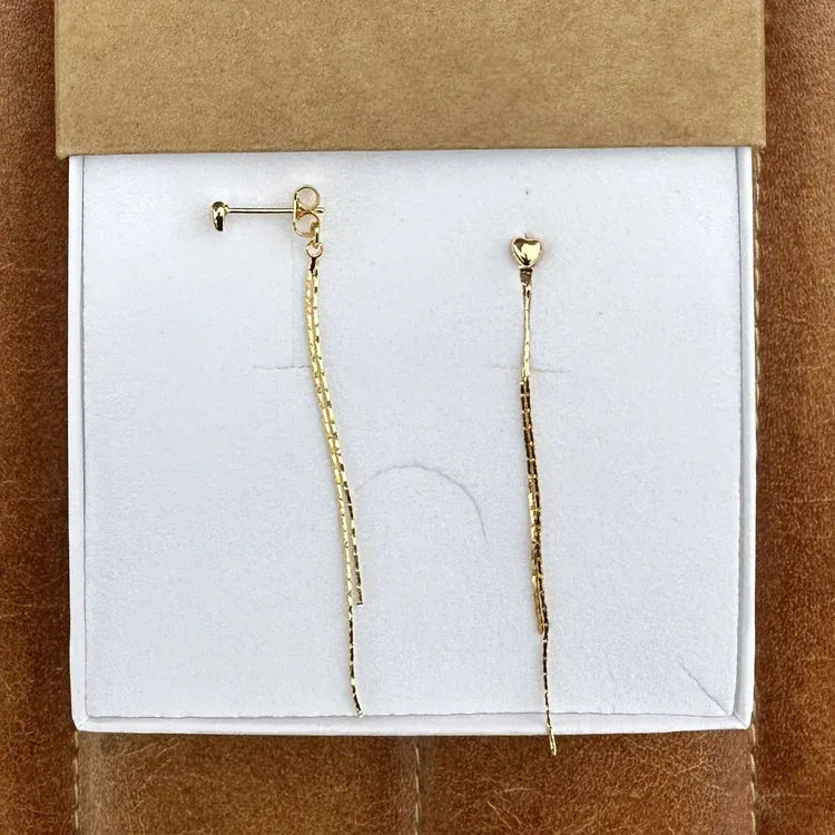 Deeca Design Earrings Heart Tassel Drop Earrings |  18kt Gold Plating