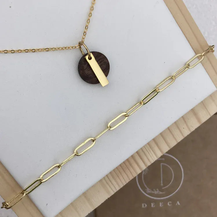 Deeca Design Geo Necklace |  Walnut & 18ct Gold Plating