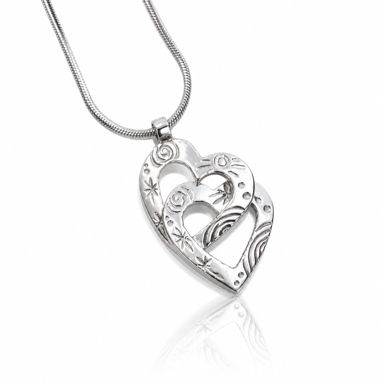 Heaven | Sterling Silver Double Heart Pendant Medium