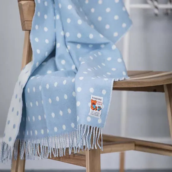 Foxford Blue & White | 100% Lambswool Baby Blanket