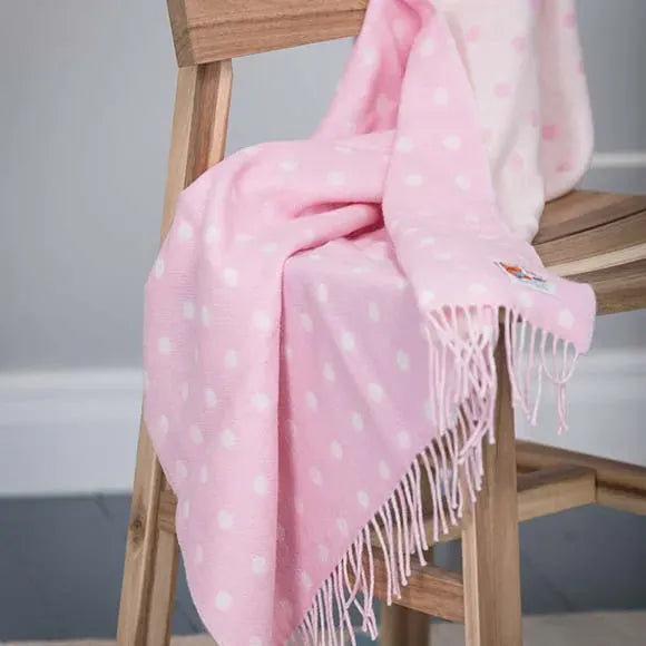 Foxford Pink & White | 100% Lambswool Baby Blanket