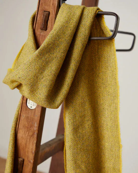 Foxford Scarves Scarf 100% Lambswool Scarf | Gold Herringbone