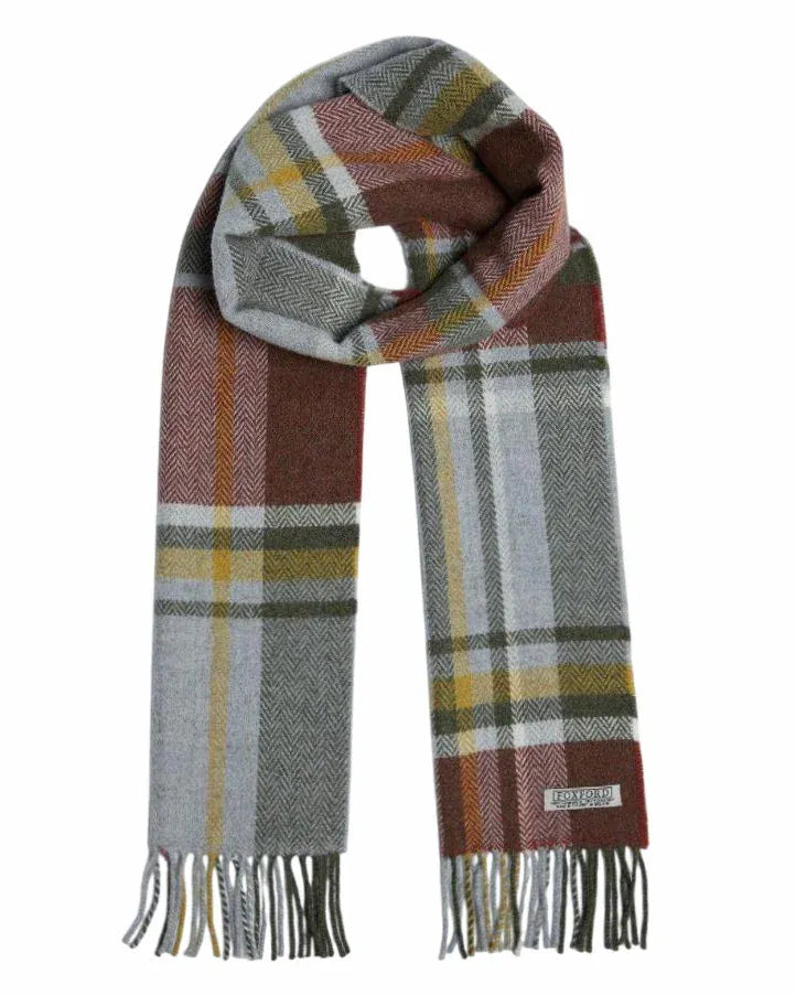 Foxford Scarves Scarf 100% Lambswool Scarf | Rust Tartan