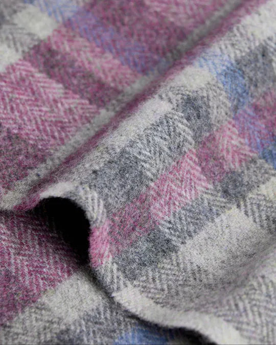 Foxford Scarves Scarves 100% Lambswool Scarf | Damask Grey Tartan