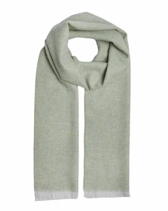 Foxford Scarves Scarves 100% Lambswool Scarf | Silver Lime Green