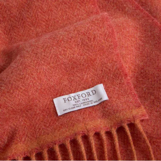 Foxford Scarves Throw 100% Lambswool Scarf | Papaya