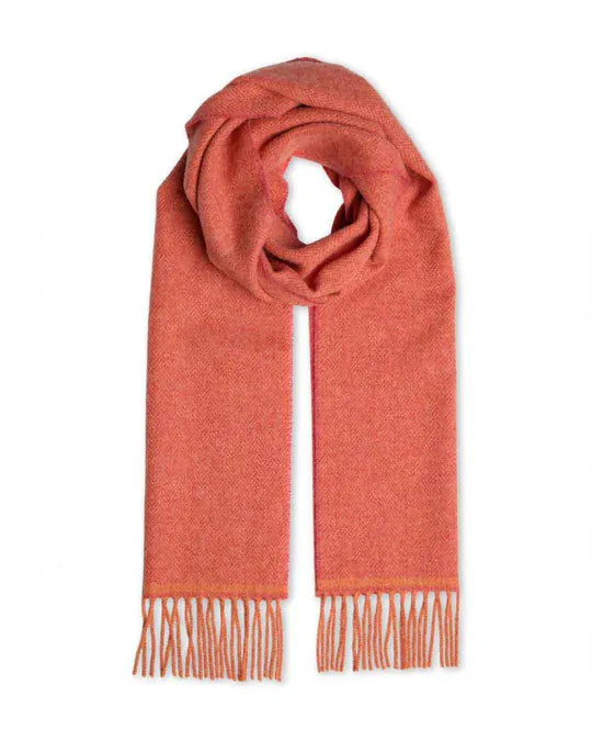 Foxford Scarves Throw 100% Lambswool Scarf | Papaya